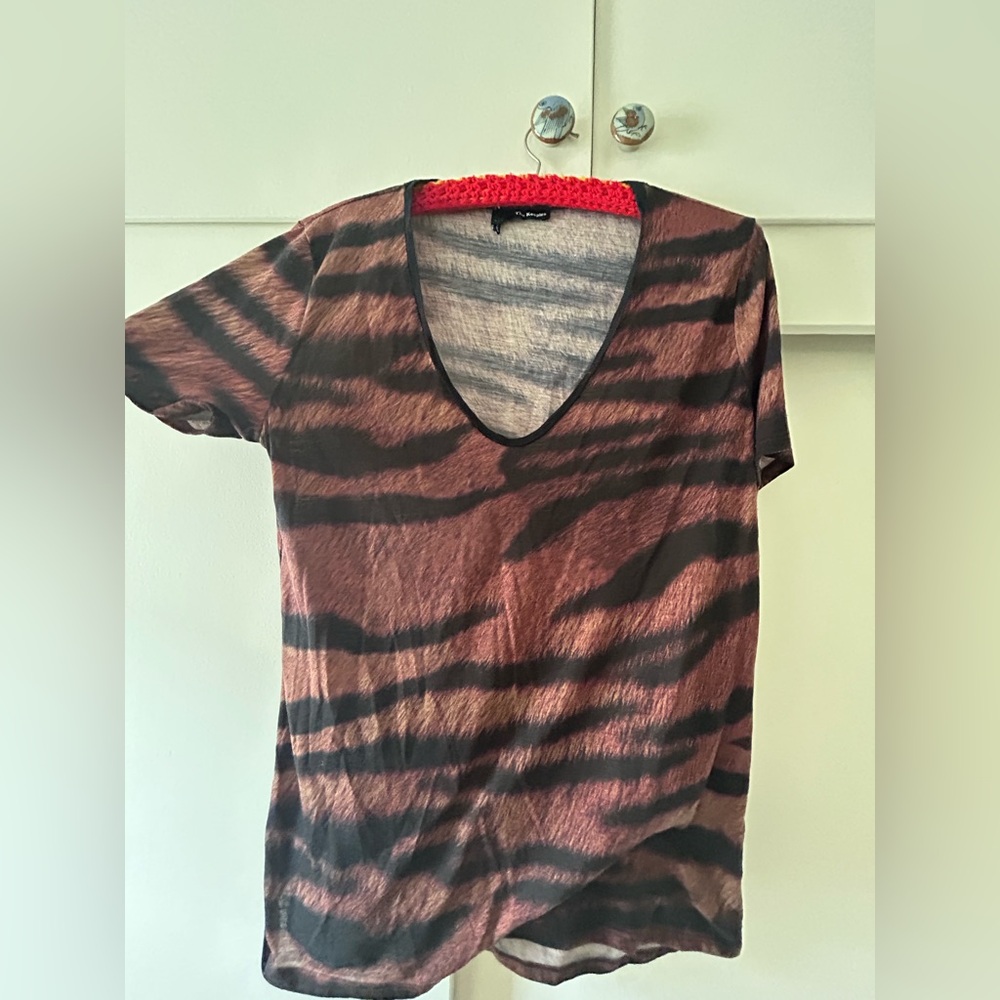 The Kooples Tiger Print V-Neck Top